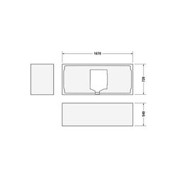 Duravit Happy D.2 Badewannenträger 720x1670x540mm, Rechteckig, gerade Seitenwa... DURAVIT-791472000000000 4021534881954 (Abb. 1)
