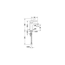 Duravit B.1 Einhebel-Waschtischmischer S, Chrom, 5,5l/min, Hebelgriff, Höhe 155, ... DURAVIT-B11010002010 7612158494131 (Abb. 1)