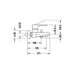 Duravit B.1 Einhebel-Wannenmischer Aufputz, Chrom, 20,5l/min, S-Anschlüsse 1/2" S... DURAVIT-B15230000010 7612158494247 (Abb. 1)