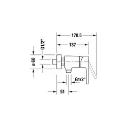 Duravit B.2 Einhebel-Brausemischer Aufputz, Chrom Hochglanz, Keramikm. S-Anschlüs... DURAVIT-B24230000010 7612158494384 (Abb. 1)