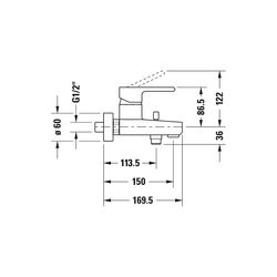 Duravit B.2 Einhebel-Wannenmischer Aufputz, Chrom, 19l/min, S-Anschlüsse 1/2" Sti... DURAVIT-B25230000010 7612158494407 (Abb. 1)