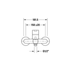 Duravit B.2 Einhebel-Wannenmischer Aufputz, Chrom, 19l/min, S-Anschlüsse 1/2" Sti... DURAVIT-B25230000010 7612158494407 (Abb. 1)