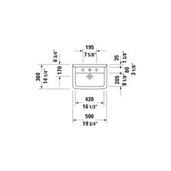 Duravit Starck 3 Waschtisch 360x500x180mm wandhäng., Weiß Hochglanz, Rechteckig, 1 ... DURAVIT-0300500000 4021534223082 (Abb. 1)