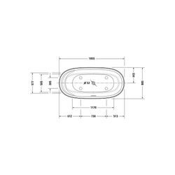Duravit Cape Cod Badewanne 507x885x1855mm, Mattweiß, Oval, Freistehend, 2 Rück... DURAVIT-700330000000000 4021534894008 (Abb. 1)