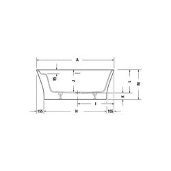 Duravit Cape Cod Badewanne 510x900x1900mm, Mattweiß, Halbrund, Vorwand, 1 Rück... DURAVIT-700364000000000 4021534986475 (Abb. 1)
