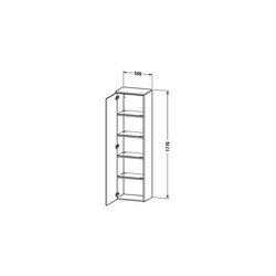 Duravit XSquare Hochschrank Lack 356x500x1776mm Graphit SM, 1 Tür L, Grifflos, 4 G... DURAVIT-XS1313L8080 4063382138989 (Abb. 1)