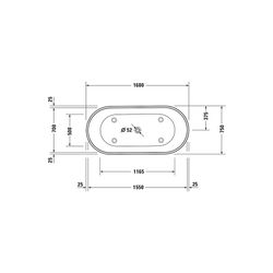 Duravit D-Neo Badewanne 475x750x1600mm, 295l, Mattweiß, Oval, Freistehend, 2 R... DURAVIT-700486000000000 4063382154996 (Abb. 1)