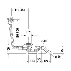 Duravit Ab- und Überlaufgarnitur, Chrom glänzend, rund mit Griffmulden, Bowden... DURAVIT-791287000001000 4063382154965 (Abb. 1)