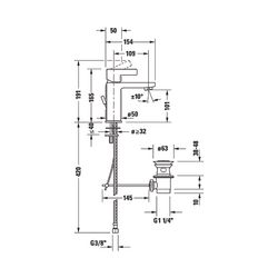 Duravit D-Neo Einhebel-Waschtischmischer M, Chrom, 5l/min, Hebelgriff, mit Garnit... DURAVIT-DE1020001010 8000177305016 (Abb. 1)