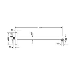 Duravit Brausearm Länge 485mm Wandmontage Rosette rund, Chrom Hochglanz... DURAVIT-UV0670021000 4053424467535 (Abb. 1)