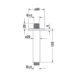 Duravit Brausearm Länge 125mm Deckemontage Rosette rund, Chrom Hochglanz... DURAVIT-UV0670022000 4053424467542 (Abb. 1)