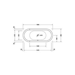 Duravit Starck Wannen Badewanne 520x800x1800mm, 170l, Weiß glänzend, Oval, Ein... DURAVIT-700009000000000 4021534255014 (Abb. 1)