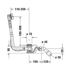 Duravit Ab- und Überlaufgarnitur, Chrom glänzend, Quadroval, Bowdenzuglänge 53... DURAVIT-792200000001000 4063382030894 (Abb. 1)