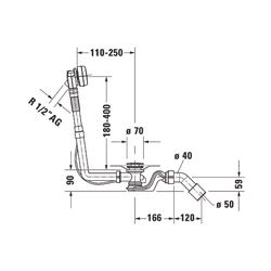 Duravit Ab- und Überlaufgarnitur mit Zulauf, Wanneneinlauf, Chrom glänzend, Qu... DURAVIT-792201000001000 4063382030900 (Abb. 1)