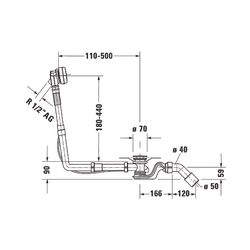 Duravit Ab- und Überlaufgarnitur mit Zulauf, Wanneneinlauf, Chrom glänzend, Qu... DURAVIT-792205000001000 4063382030948 (Abb. 1)