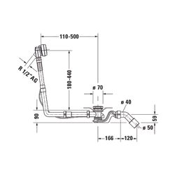Duravit Ab- und Überlaufgarnitur mit Zulauf, Wanneneinlauf, Chrom glänzend, Qu... DURAVIT-792207000001000 4063382030962 (Abb. 1)