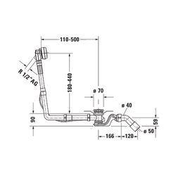 Duravit Ab- und Überlaufgarnitur mit Zulauf, Wanneneinlauf, Chrom glänzend, Qu... DURAVIT-792209000001000 4063382030986 (Abb. 1)