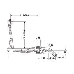 Duravit Ab- und Überlaufgarnitur, Chrom glänzend, Quadroval, Bowdenzuglänge 11... DURAVIT-792210000001000 4063382030993 (Abb. 1)