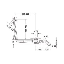 Duravit Ab- und Überlaufgarnitur mit Zulauf, Wanneneinlauf, Chrom glänzend, Qu... DURAVIT-792217000001000 4063382031419 (Abb. 1)