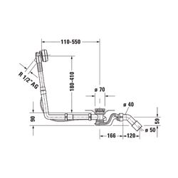 Duravit Ab- und Überlaufgarnitur mit Zulauf, Wanneneinlauf, Chrom glänzend, Qu... DURAVIT-792219000001000 4063382040473 (Abb. 1)