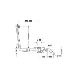Duravit Ab- und Überlaufgarnitur, Chrom glänzend, Quadroval, Bowdenzuglänge 65... DURAVIT-792204000001000 4063382030931 (Abb. 1)