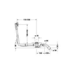 Duravit Ab- und Überlaufgarnitur, Chrom glänzend, Quadroval, Bowdenzuglänge 70... DURAVIT-792216000001000 4063382031402 (Abb. 1)