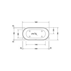Duravit D-Neo Badewanne 475x750x1600mm, 220l, Mattweiß, Oval, Freistehend, 2 R... DURAVIT-700477000000000 4063382131959 (Abb. 1)