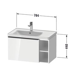 Duravit D-Neo Waschtischunterbau wandhäng. 452x784x440mm R Mattweiß, Griff Bro... DURAVIT-DE4258004180000 4067116125962 (Abb. 1)