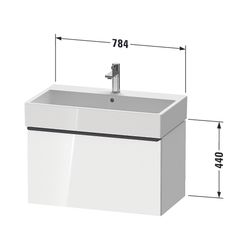 Duravit D-Neo Waschtischunterbau wandhäng. 442x784x440mm Weiß Hochglanz, Griff... DURAVIT-DE4273010220000 4067116154658 (Abb. 1)