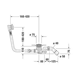 Duravit Ab- und Überlaufgarnitur mit Zulauf, Bodenzulauf, Chrom glänzend, Quad... DURAVIT-791227000001000 4021534950391 (Abb. 1)