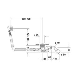 Duravit Ab- und Überlaufgarnitur mit Zulauf, Bodenzulauf, Chrom glänzend, Quad... DURAVIT-791231000001000 4021534950452 (Abb. 1)