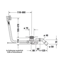 Duravit Ab- und Überlaufgarnitur mit Zulauf, Bodenzulauf, Chrom glänzend, Quad... DURAVIT-791235000001000 4021534950490 (Abb. 1)