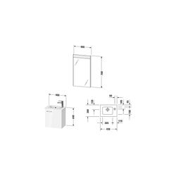 Duravit XBase Möbelwaschtisch, Waschtischunterbau, Spiegel 288x400x2000mm, 1 Tür R... DURAVIT-XB0065R4545 4063382163974 (Abb. 1)