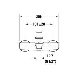 Duravit B.1 Einhebel-Wannenmischer Aufputz, Chrom, 20,5l/min, S-Anschlüsse 1/2" S... DURAVIT-B15230000010 7612158494247 (Abb. 1)