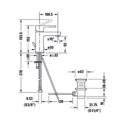 Duravit B.2 Einhebel-Waschtischmischer S, Chrom, 5,5l/min, Hebelgriff, mit Garnit... DURAVIT-B21010001010 7612158494315 (Abb. 1)