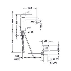 Duravit B.2 Einhebel-Waschtischmischer M, Chrom, 5l/min, Hebelgriff, mit Garnitur... DURAVIT-B21020001010 7612158494353 (Abb. 1)