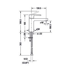 Duravit B.2 Einhebel-Waschtischmischer M, Chrom, 5l/min, Hebelgriff, Ausladung 13... DURAVIT-B21020002010 7612158494339 (Abb. 1)