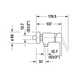 Duravit B.2 Einhebel-Brausemischer Aufputz, Chrom Hochglanz, Keramikm. S-Anschlüs... DURAVIT-B24230000010 7612158494384 (Abb. 1)