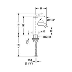 Duravit C.1 Einhebel-Waschtischmischer S, Chrom, 5l/min, Hebelgriff, Ausladung 91... DURAVIT-C11010002010 7612158491017 (Abb. 1)