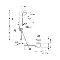 Duravit C.1 Einhebel-Waschtischmischer M, Chrom, 5l/min, Hebelgriff, mit Garnitur... DURAVIT-C11020001010 7612158491086 (Abb. 1)
