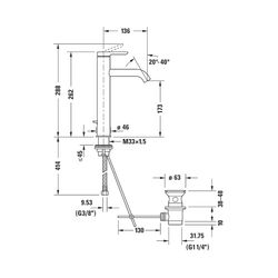 Duravit C.1 Einhebel-Waschtischmischer L, Chrom, 5l/min, Hebelgriff, mit Garnitur... DURAVIT-C11030001010 7612158491338 (Abb. 1)