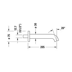 Duravit C.1 Wanneneinlauf Wandmontage, Chrom Hochglanz, Rosette rund, Ausladung 2... DURAVIT-C15240010010 7612158494841 (Abb. 1)