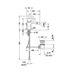 Duravit D-Neo Einhebel-Bidetmischer, Chrom, 5,5l/min, mit Garnitur, Ausladung 125... DURAVIT-DE2400001010 8000177305047 (Abb. 1)