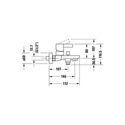 Duravit D-Neo Einhebel-Wannenmischer Aufputz, Chrom, 20,9l/min, S-Anschlüsse, 1/2... DURAVIT-DE5230000010 8000177305078 (Abb. 1)