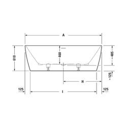 Duravit DuraSquare Badewanne 485x850x1850mm, 250l, Mattweiß, Rechteckig, Freis... DURAVIT-700430000000000 4053424179940 (Abb. 1)