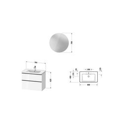 Duravit D-Neo Möbelwaschtisch, Waschtischunterbau, Spiegel rund 480x800x2000mm, 1 ... DURAVIT-DE011002222 4063382162779 (Abb. 1)