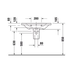 Duravit D-Neo Waschtisch 480x800x165mm, Weiß Hochglanz, Rechteckig, 1 Waschplatz/HL... DURAVIT-2367800000 4053424981970 (Abb. 1)