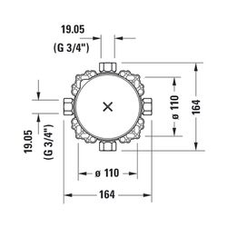 Duravit Bluebox G 3/4", Montageart Unterputz, mit Vorabsperrung, Einbautiefe 75-1... DURAVIT-GK0900001000 4053424467641 (Abb. 1)