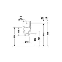 Duravit D-Code Urinal 290x305x565mm Weiß Hochglanz Rimless, Verdrängung, Zulauf hin... DURAVIT-0829300000 4021534392238 (Abb. 1)
