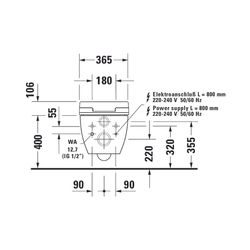 Duravit Happy D.2 Wand-WC 620x365x345mm, Weiß Hochglanz, 4,5l, SensoWash, Tiefspül... DURAVIT-25505900001 4021534930973 (Abb. 1)